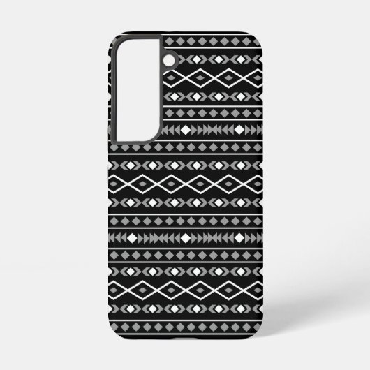 Aztec Shapes Patroon Grijs Wit Zwart Samsung Galaxy Hoesje (Achterkant)