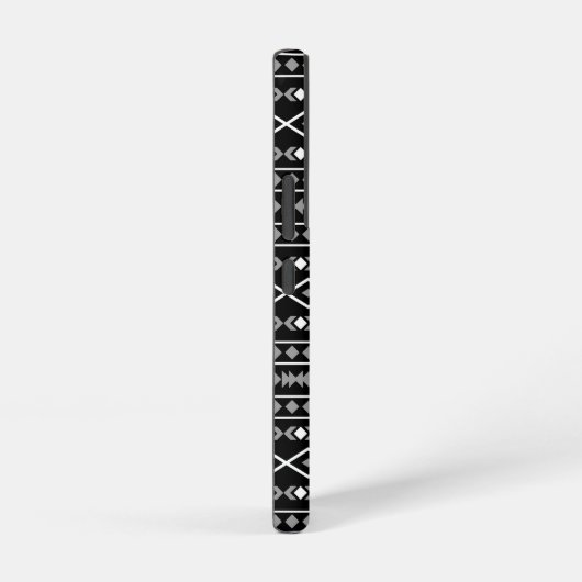 Aztec Shapes Patroon Grijs Wit Zwart Samsung Galaxy Hoesje (Rechterkant)