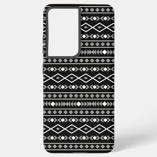 Aztec Shapes Patroon Grijs Wit Zwart Samsung Galaxy Hoesje (Achterkant)