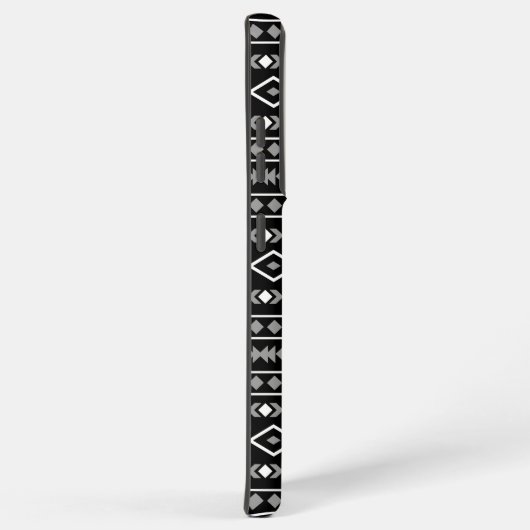 Aztec Shapes Patroon Grijs Wit Zwart Samsung Galaxy Hoesje (Rechterkant)