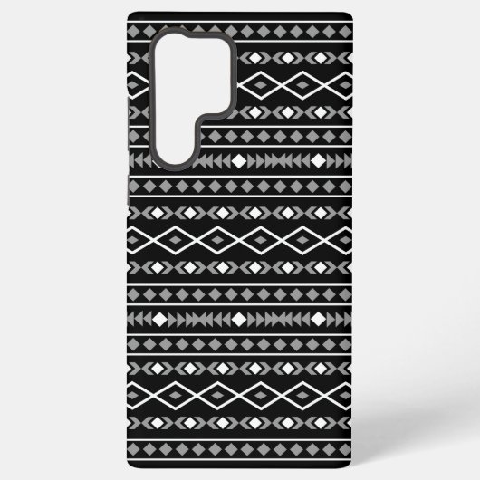 Aztec Shapes Patroon Grijs Wit Zwart Samsung Galaxy Hoesje (Achterkant)