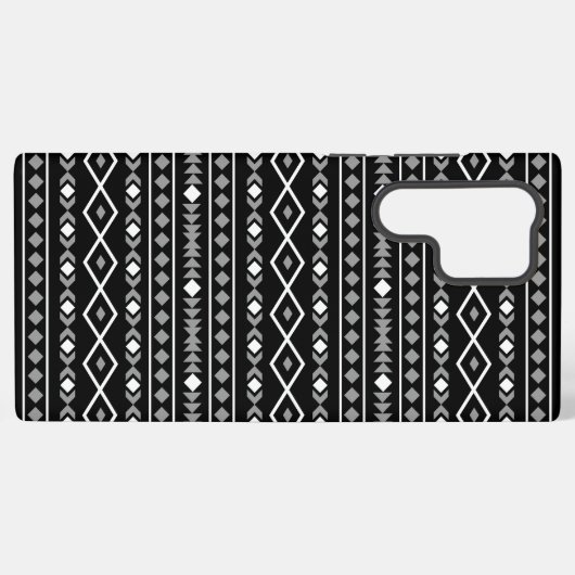 Aztec Shapes Patroon Grijs Wit Zwart Samsung Galaxy Hoesje (Achterkant horizontaal)