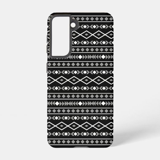 Aztec Shapes Patroon Grijs Wit Zwart Samsung Galaxy Hoesje (Achterkant)