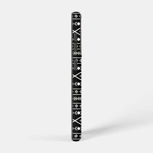 Aztec Shapes Patroon Grijs Wit Zwart Samsung Galaxy Hoesje (Rechterkant)