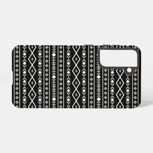 Aztec Shapes Patroon Grijs Wit Zwart Samsung Galaxy Hoesje (Achterkant horizontaal)