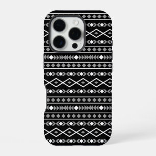 Aztec Shapes Patroon Wit Grijs Zwart iPhone 16 Pro Hoesje