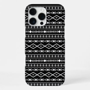Aztec Shapes Patroon Wit Grijs Zwart iPhone 16 Pro Max Hoesje