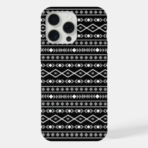 Aztec Shapes Patroon Wit Grijs Zwart iPhone 15 Pro Max Case