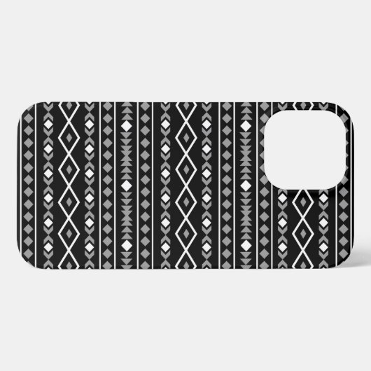 Aztec Shapes Patroon Wit Grijs Zwart iPhone Hoesje (Achterkant horizontaal)