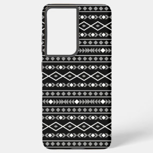 Aztec Shapes Patroon Wit Grijs Zwart Samsung Galaxy Hoesje