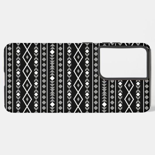 Aztec Shapes Patroon Wit Grijs Zwart Samsung Galaxy Hoesje (Achterkant horizontaal)