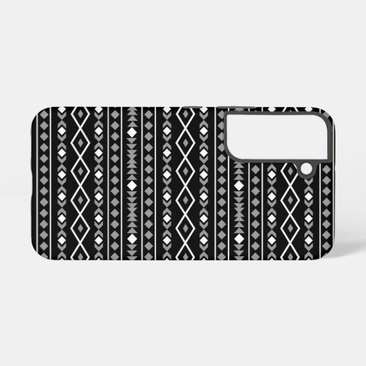 Aztec Shapes Patroon Wit Grijs Zwart Samsung Galaxy Hoesje (Achterkant horizontaal)