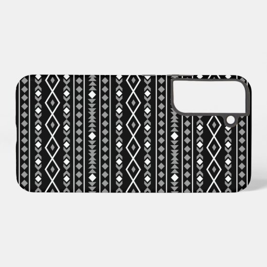 Aztec Shapes Patroon Wit Grijs Zwart Samsung Galaxy Hoesje (Achterkant horizontaal)