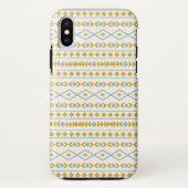 Aztec Shapes Pattern Blauwgroen Gold Cream Case-Mate iPhone Case (Achterkant)