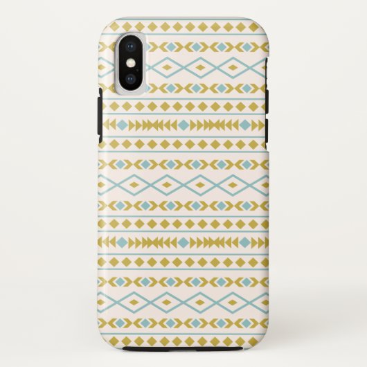 Aztec Shapes Pattern Blauwgroen Gold Cream Case-Mate iPhone Case (Achterkant)