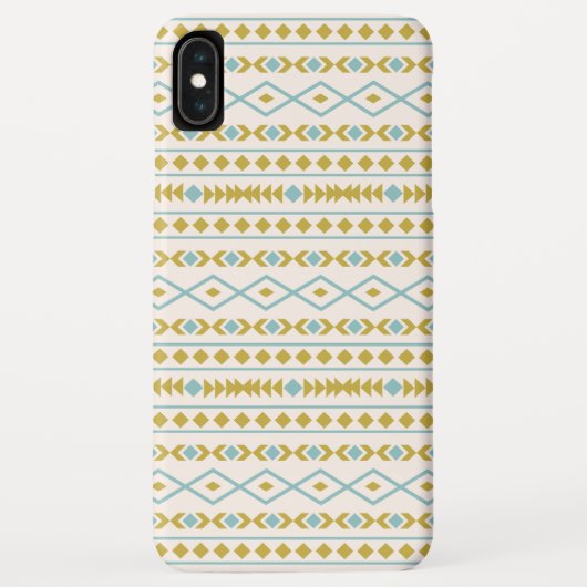 Aztec Shapes Pattern Blauwgroen Gold Cream Case-Mate iPhone Case (Achterkant)