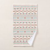 Aztec Shapes Pattern Rust Blauwgroen Cream Bad Handdoek (Handdoek)