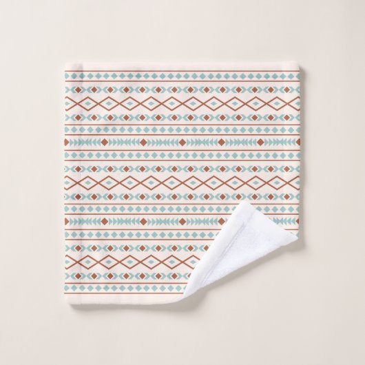 Aztec Shapes Pattern Rust Blauwgroen Cream Bad Handdoek (Wasdoekje)