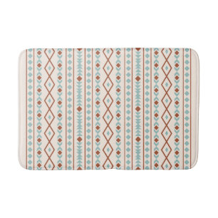 Aztec Shapes Pattern Rust Blauwgroen Cream Badmat