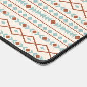 Aztec Shapes Pattern Rust Blauwgroen Cream Bureaumat (Hoek)