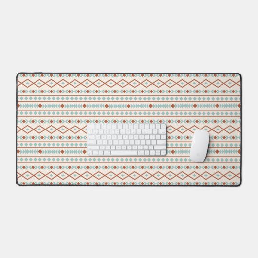 Aztec Shapes Pattern Rust Blauwgroen Cream Bureaumat (Keyboard & Muis)