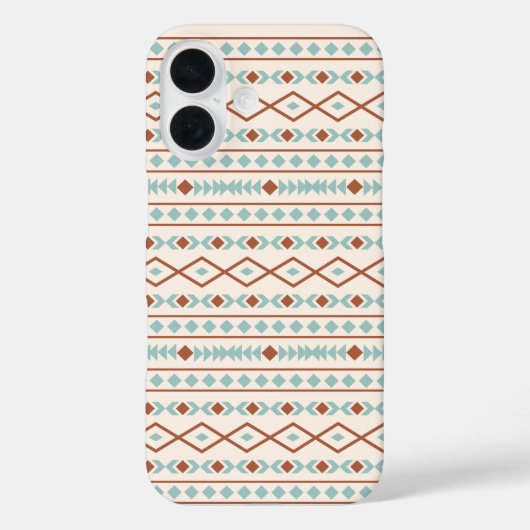 Aztec Shapes Pattern Rust Blauwgroen Cream Case-Mate iPhone Case (Achterkant)
