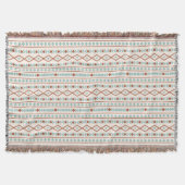 Aztec Shapes Pattern Rust Blauwgroen Cream Deken (Voorkant)