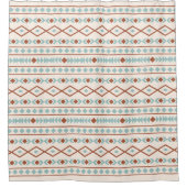Aztec Shapes Pattern Rust Blauwgroen Cream Douchegordijn (Voorkant)