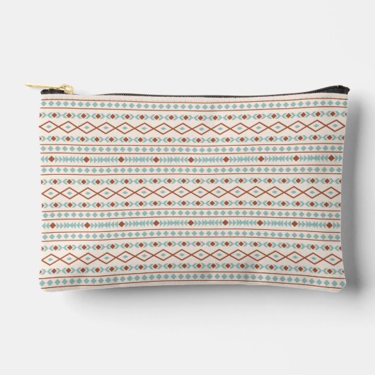 Aztec Shapes Pattern Rust Blauwgroen Cream Etui (Voorkant)