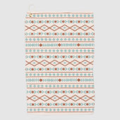 Aztec Shapes Pattern Rust Blauwgroen Cream Golfhanddoek (Voorkant)