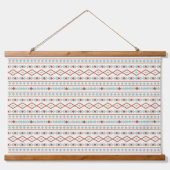 Aztec Shapes Pattern Rust Blauwgroen Cream Hangend Wandkleed (Voorkant)