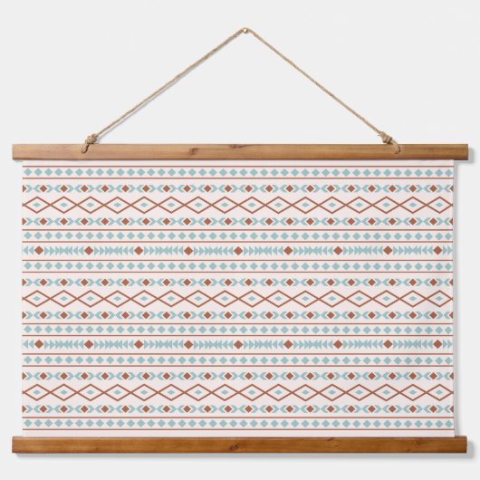 Aztec Shapes Pattern Rust Blauwgroen Cream Hangend Wandkleed (Voorkant)