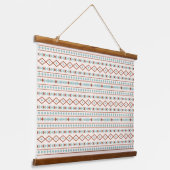 Aztec Shapes Pattern Rust Blauwgroen Cream Hangend Wandkleed (Gebogen)