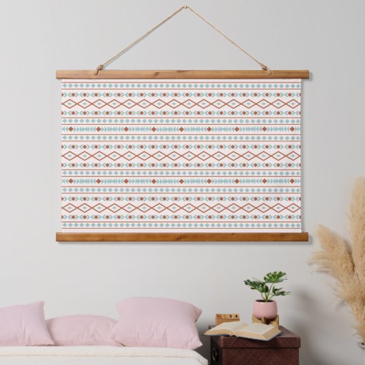 Aztec Shapes Pattern Rust Blauwgroen Cream Hangend Wandkleed (Slaapkamer)