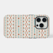Aztec Shapes Pattern Rust Blauwgroen Cream iPhone Hoesje (Achterkant horizontaal)