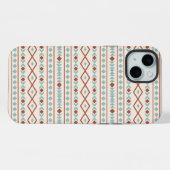 Aztec Shapes Pattern Rust Blauwgroen Cream iPhone Hoesje (Achterkant horizontaal)