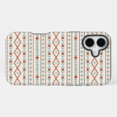 Aztec Shapes Pattern Rust Blauwgroen Cream iPhone Hoesje (Achterkant horizontaal)