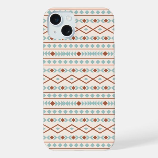 Aztec Shapes Pattern Rust Blauwgroen Cream iPhone Hoesje (Achterkant)