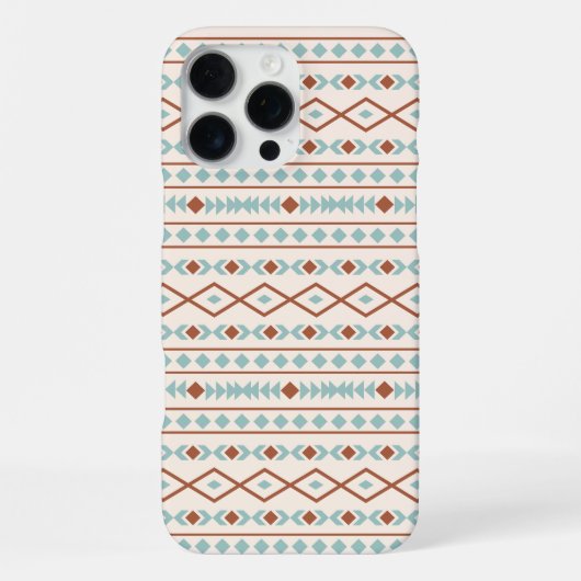 Aztec Shapes Pattern Rust Blauwgroen Cream iPhone Hoesje (Achterkant)