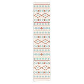 Aztec Shapes Pattern Rust Blauwgroen Cream Korte Tafelloper (Voorkant)