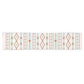 Aztec Shapes Pattern Rust Blauwgroen Cream Korte Tafelloper (Horizontaal)
