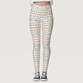 Aztec Shapes Pattern Rust Blauwgroen Cream Leggings (Voorkant)