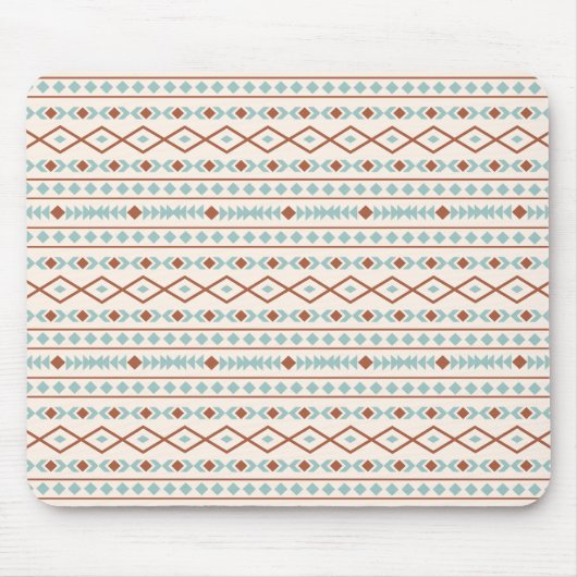 Aztec Shapes Pattern Rust Blauwgroen Cream Muismat (Voorkant)