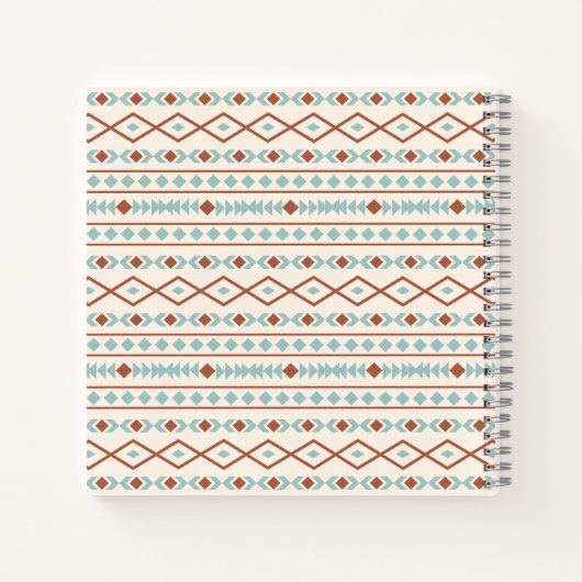 Aztec Shapes Pattern Rust Blauwgroen Cream Notitieboek (Achterkant)