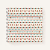 Aztec Shapes Pattern Rust Blauwgroen Cream Notitieboek (Voorkant)