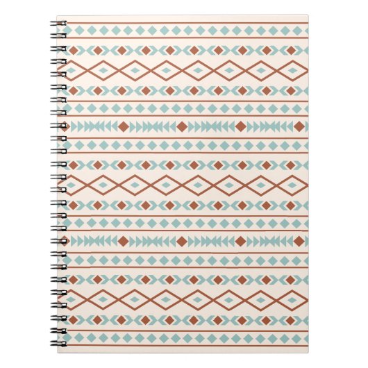 Aztec Shapes Pattern Rust Blauwgroen Cream Notitieboek (Voorkant)