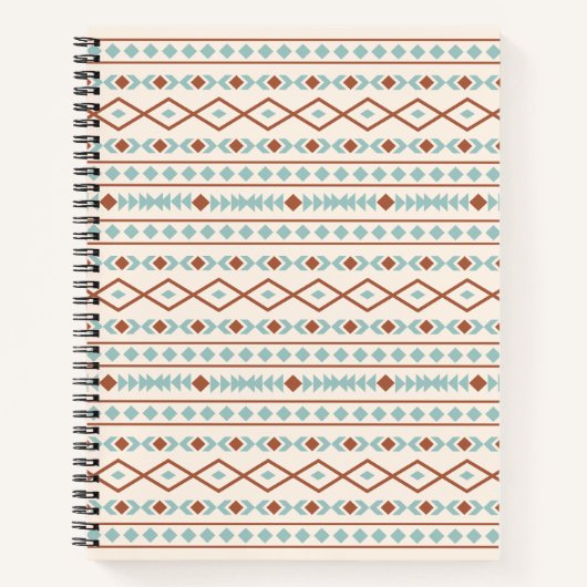 Aztec Shapes Pattern Rust Blauwgroen Cream Notitieboek (Voorkant)