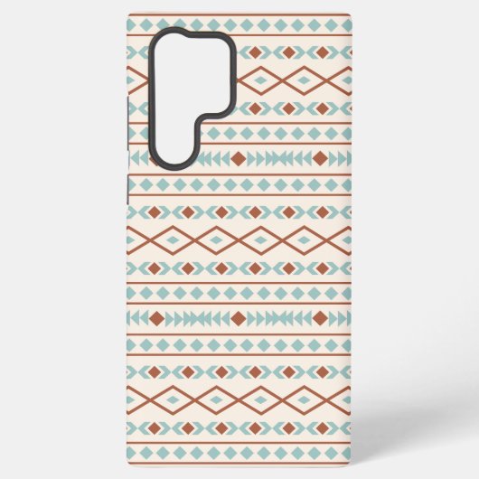 Aztec Shapes Pattern Rust Blauwgroen Cream Samsung Galaxy Hoesje (Achterkant)