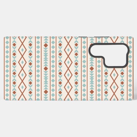 Aztec Shapes Pattern Rust Blauwgroen Cream Samsung Galaxy Hoesje (Achterkant horizontaal)