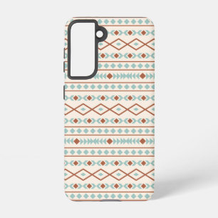Aztec Shapes Pattern Rust Blauwgroen Cream Samsung Galaxy Hoesje